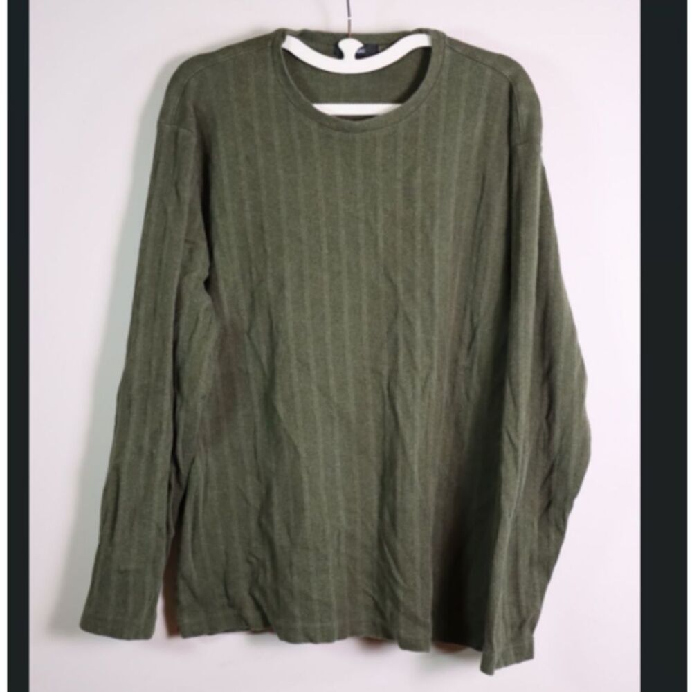 Alfani Men’s XL Dark Green 100% Cotton Crewneck Sweater Cozy Farmhouse